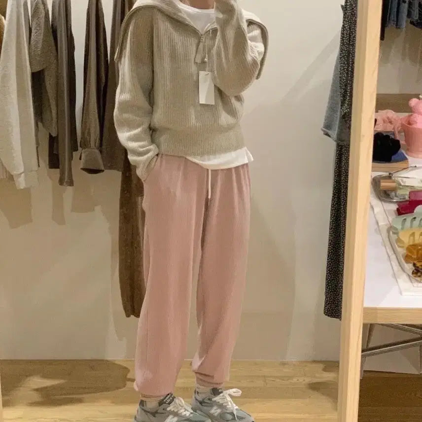 [BUNJANG] Love Me Dear Half Zip-Up Knit (Beige) / 러빈데어 하프집업니트(베이지)