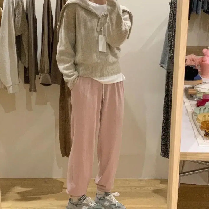 [BUNJANG] Love Me Dear Half Zip-Up Knit (Beige) / 러빈데어 하프집업니트(베이지)