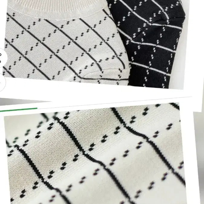 [BUNJANG] Check Knit Dress - Black/Ivory / @ 세련된 체크 니트 원피스 블랙 아이보리