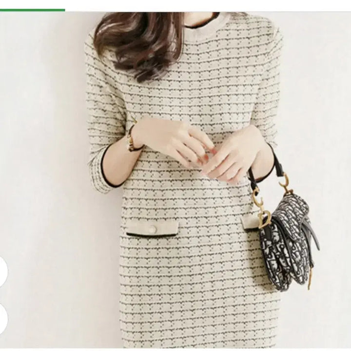 [BUNJANG] Check Knit Dress - Black/Ivory / @ 세련된 체크 니트 원피스 블랙 아이보리