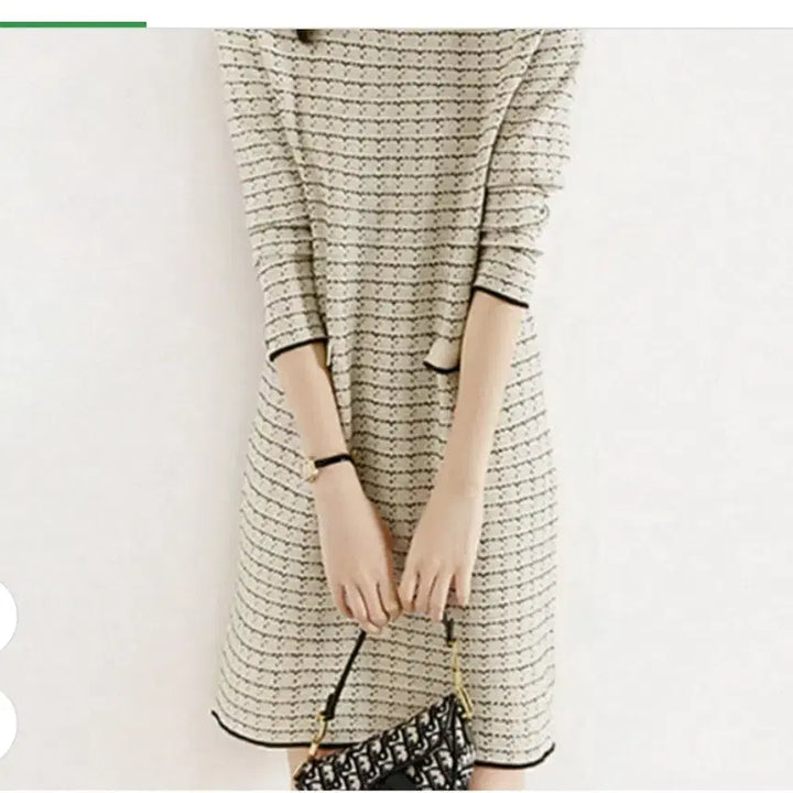 [BUNJANG] Check Knit Dress - Black/Ivory / @ 세련된 체크 니트 원피스 블랙 아이보리