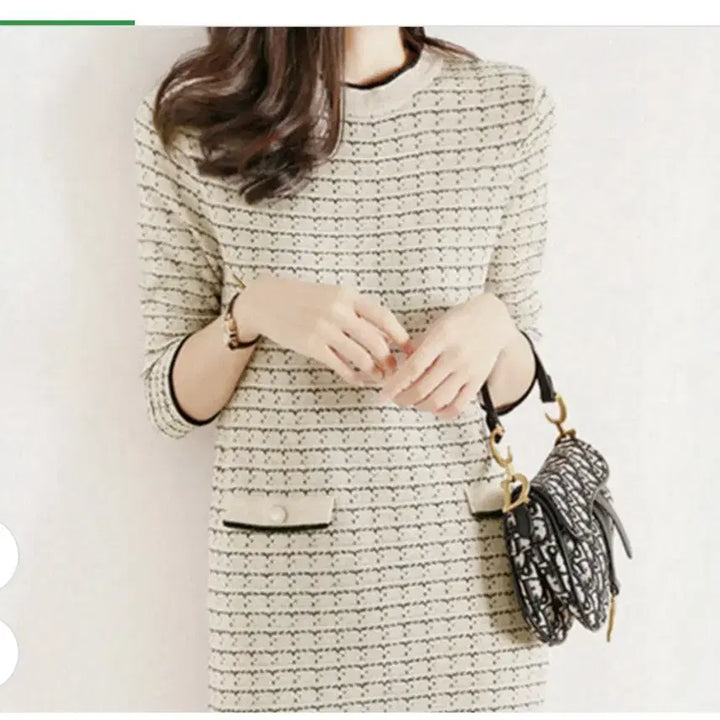 [BUNJANG] Check Knit Dress - Black/Ivory / @ 세련된 체크 니트 원피스 블랙 아이보리