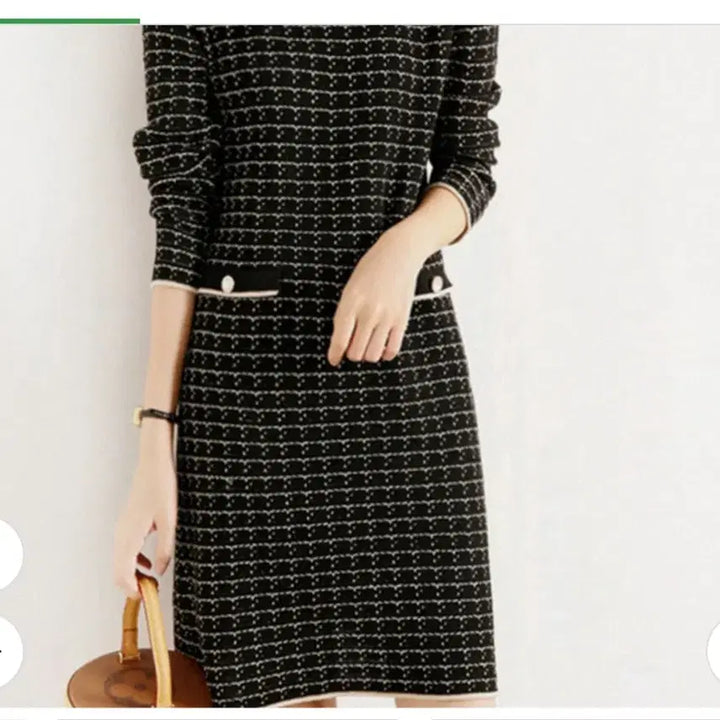 [BUNJANG] Check Knit Dress - Black/Ivory / @ 세련된 체크 니트 원피스 블랙 아이보리