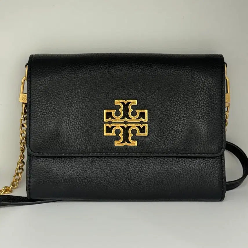 [BUNJANG] Tory Burch Britten Chain Wallet Shoulder Bag Black / 토리버치 브리튼 체인 월렛 레더 숄더백 블랙