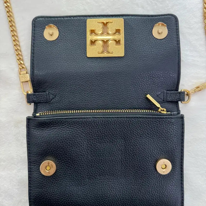 [BUNJANG] Tory Burch Britten Chain Wallet Shoulder Bag Black / 토리버치 브리튼 체인 월렛 레더 숄더백 블랙