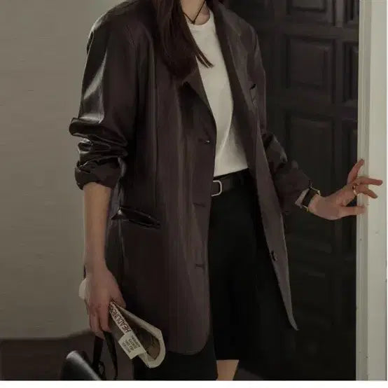 [BUNJANG] Tealidai Faux Leather Classic Three Button / 틸아이다이 Faux leather classic three button