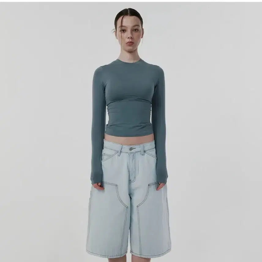 [BUNJANG] Suede FIT Jersey T-Shirt [BLUE GRAY] / (새상품)스웨이드 FIT JERSEY [BLUE GRAY] 티셔츠