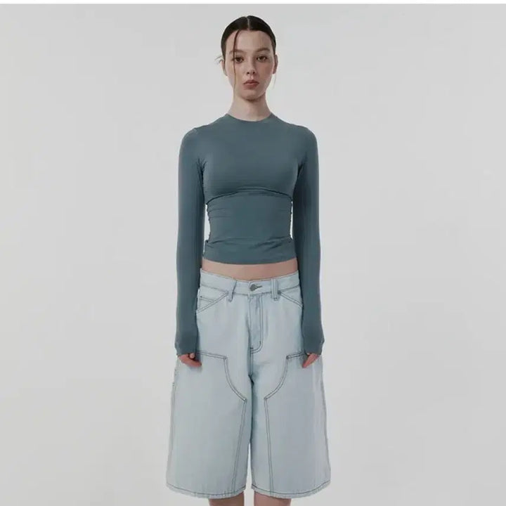 [BUNJANG] Suede FIT Jersey T-Shirt [BLUE GRAY] / (새상품)스웨이드 FIT JERSEY [BLUE GRAY] 티셔츠