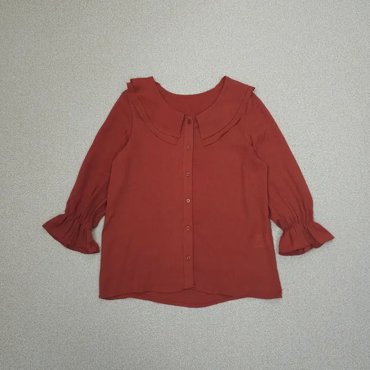 [BUNJANG] Miso Blouse - Frill Collar - Brick - S / (S)미쏘 여성 블라우스 프릴 카라 7부 W2452