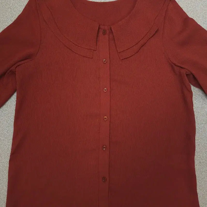 [BUNJANG] Miso Blouse - Frill Collar - Brick - S / (S)미쏘 여성 블라우스 프릴 카라 7부 W2452