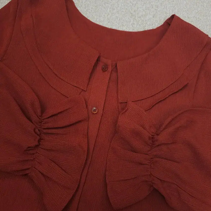 [BUNJANG] Miso Blouse - Frill Collar - Brick - S / (S)미쏘 여성 블라우스 프릴 카라 7부 W2452