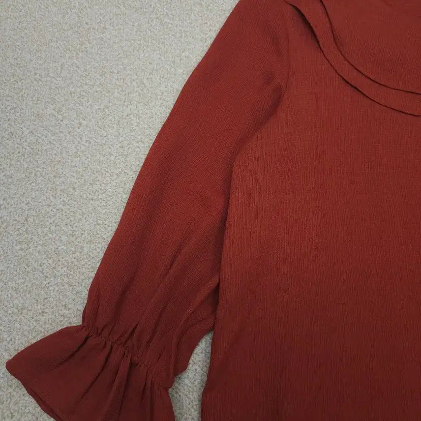 [BUNJANG] Miso Blouse - Frill Collar - Brick - S / (S)미쏘 여성 블라우스 프릴 카라 7부 W2452