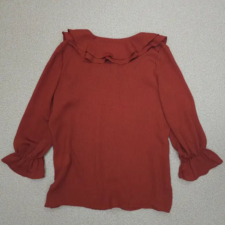 [BUNJANG] Miso Blouse - Frill Collar - Brick - S / (S)미쏘 여성 블라우스 프릴 카라 7부 W2452