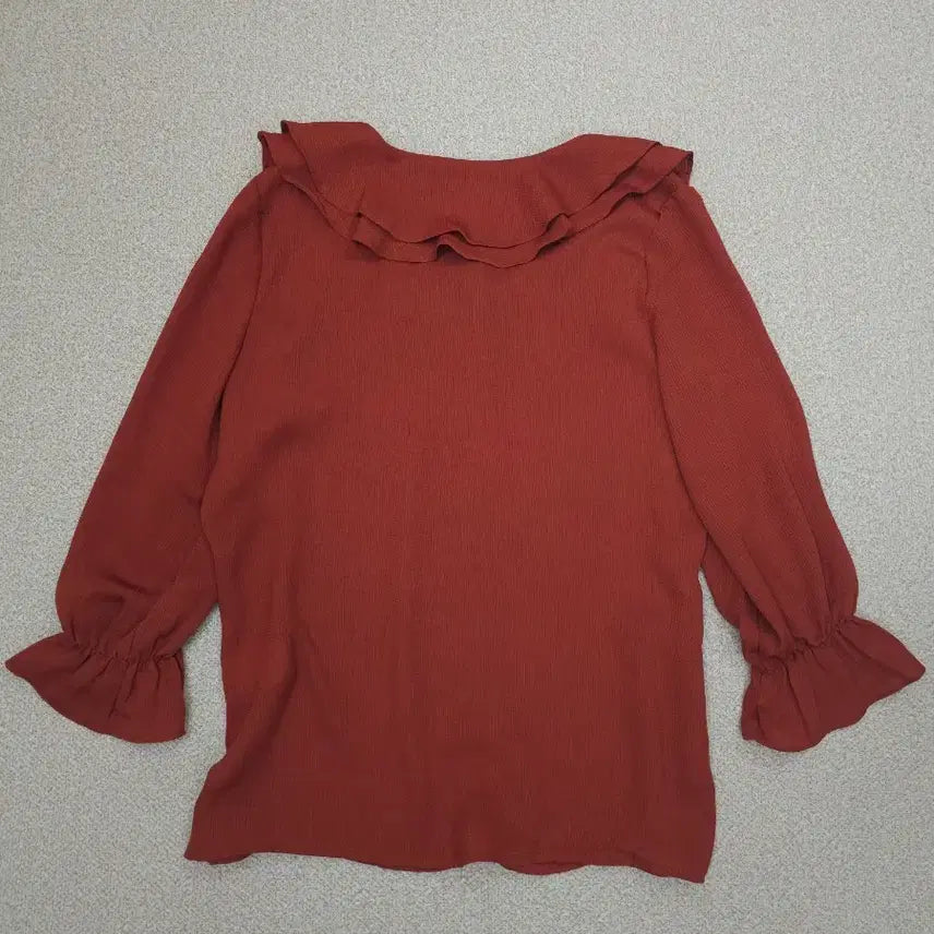 [BUNJANG] Miso Blouse - Frill Collar - Brick - S / (S)미쏘 여성 블라우스 프릴 카라 7부 W2452