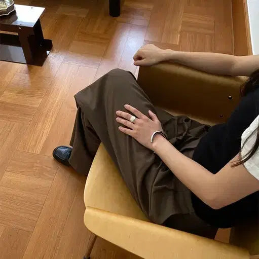 [BUNJANG] Kinda Beige Pinstuck Slacks (Moccha Brown, Long Version, Size L) / 킨다베이지 핀턱 슬랙스(모카브라운, 롱버전/L)