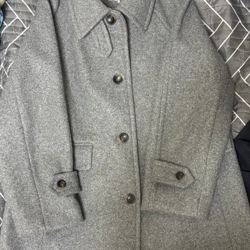 [BUNJANG] Mee-ssi Stand Collar Half Coat - Gray / 미쏘 스탠카라 하프코트 그레이