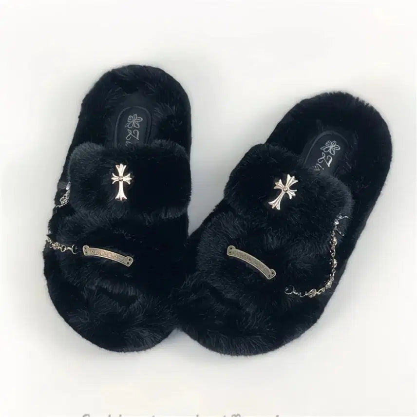 [BUNJANG] Cross Embellished Purple Slippers / 지뢰계 십자가 장식 퍼플 슬리퍼(3컬러)