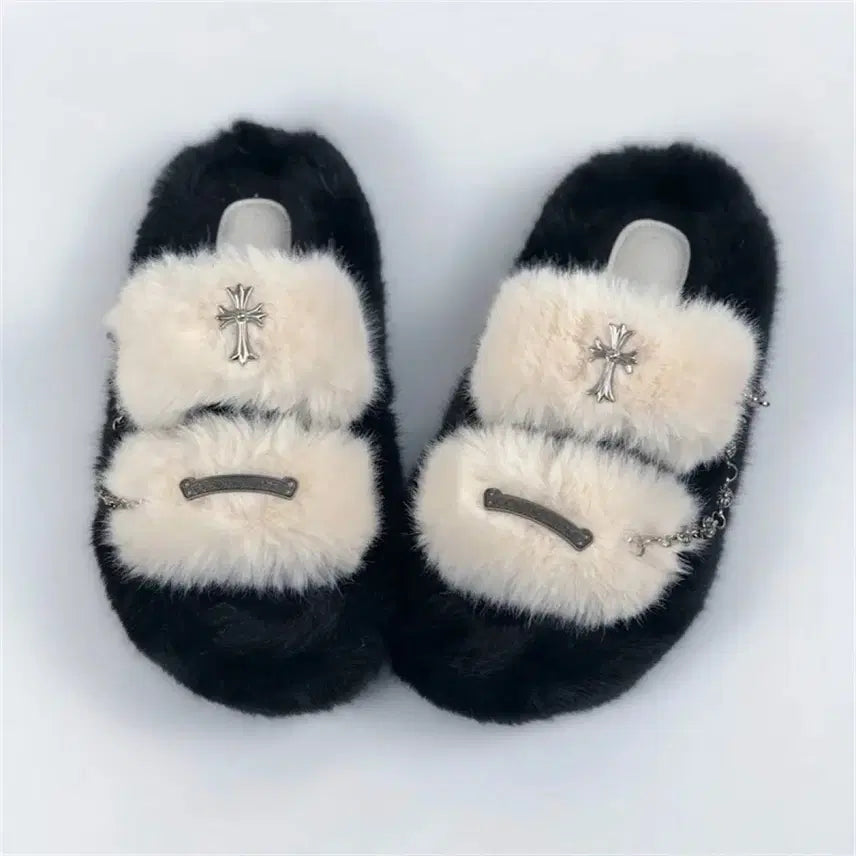 [BUNJANG] Cross Embellished Purple Slippers / 지뢰계 십자가 장식 퍼플 슬리퍼(3컬러)