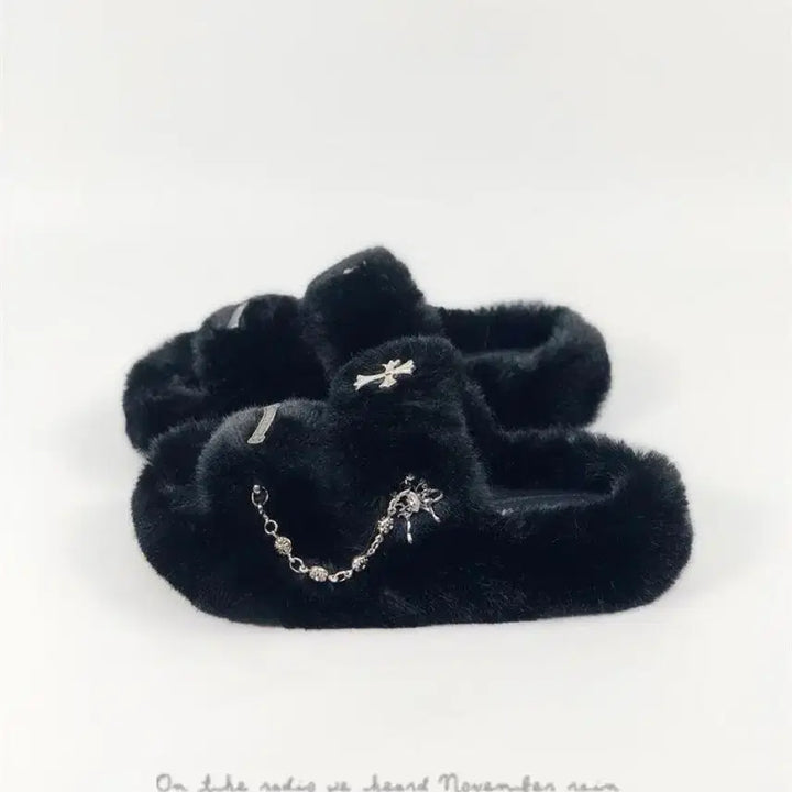 [BUNJANG] Cross Embellished Purple Slippers / 지뢰계 십자가 장식 퍼플 슬리퍼(3컬러)