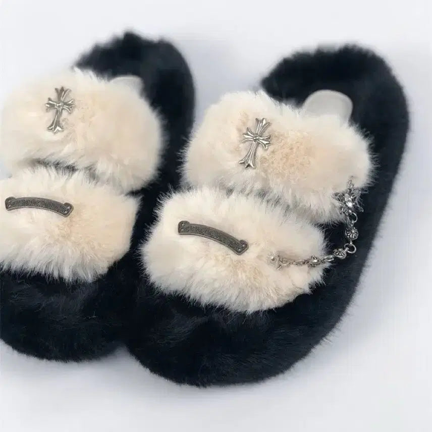 [BUNJANG] Cross Embellished Purple Slippers / 지뢰계 십자가 장식 퍼플 슬리퍼(3컬러)