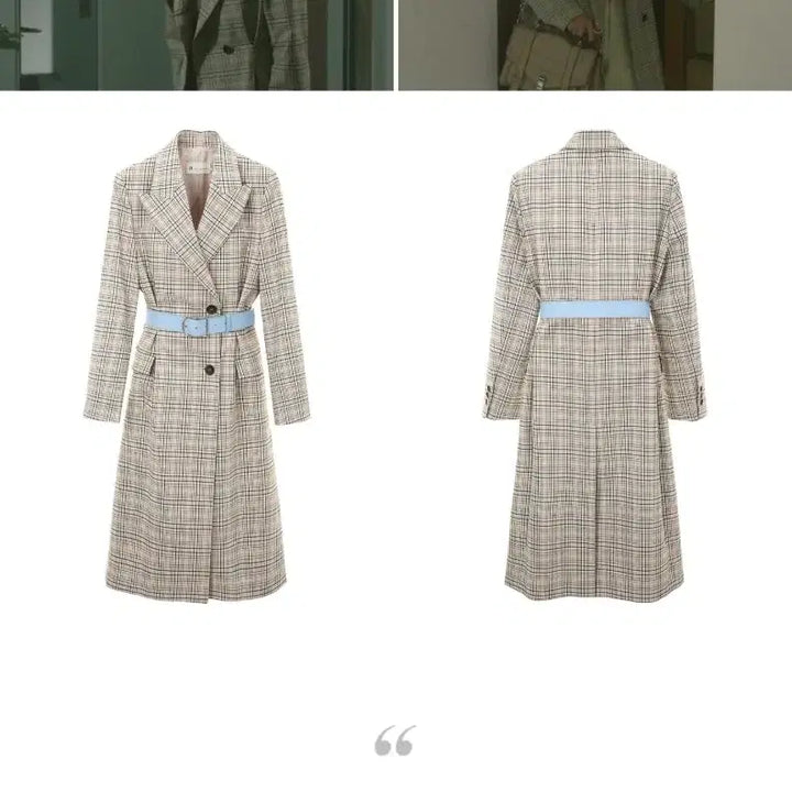 [BUNJANG] IT MICHAA Check Pattern Double Long Jacket / 잇미샤 체크 패턴 더블 롱 자켓