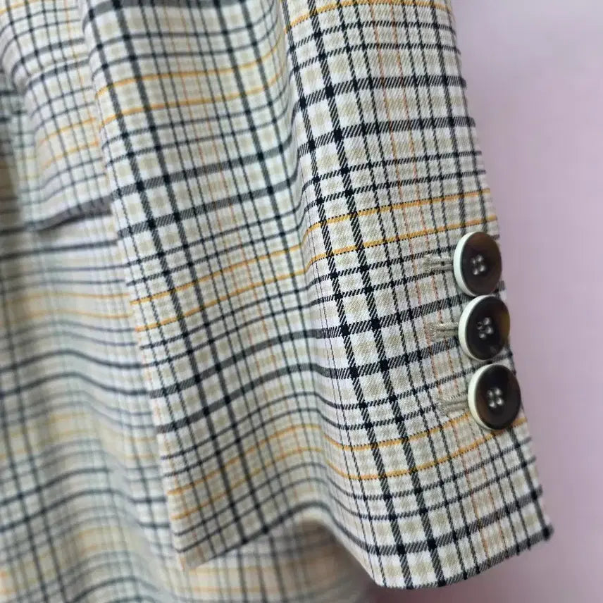 [BUNJANG] IT MICHAA Check Pattern Double Long Jacket / 잇미샤 체크 패턴 더블 롱 자켓