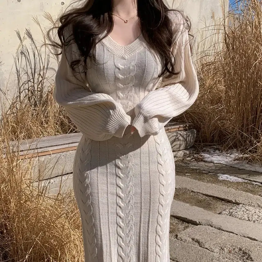 [BUNJANG] Hee-nique Knit Long Dress / 히니크 자체제작 니트 롱원피스