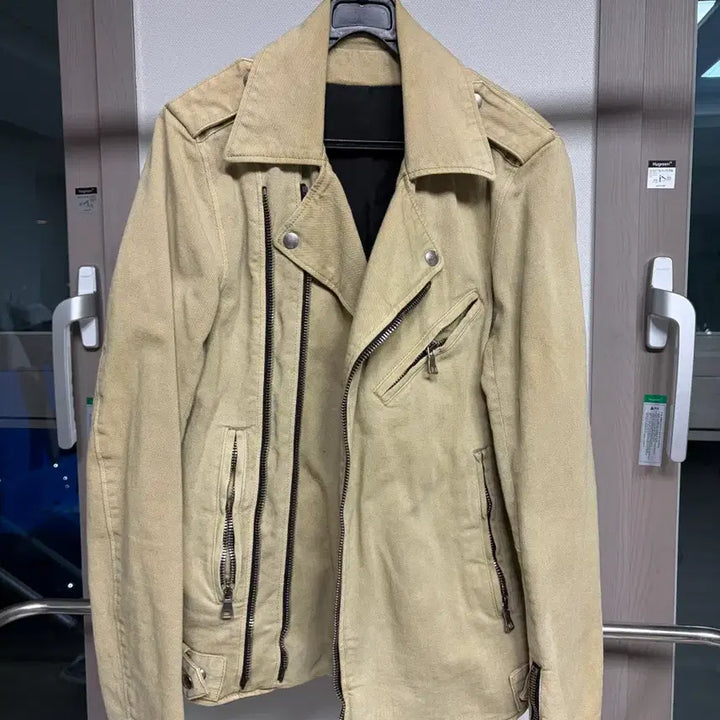 [BUNJANG] BALMAIN Biker Jacket Beige S / 발망바이커 라이더 정품