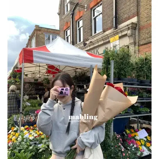 [BUNJANG] Marbling Heart Hoodie Gray / 마블링 하트 후드티 그레이