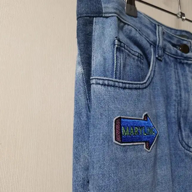 [BUNJANG] MARYLING 배기 데님 팬츠 / MARYLING 메릴링 패치 디테일 배기 데님 팬츠 40 사이즈 정품