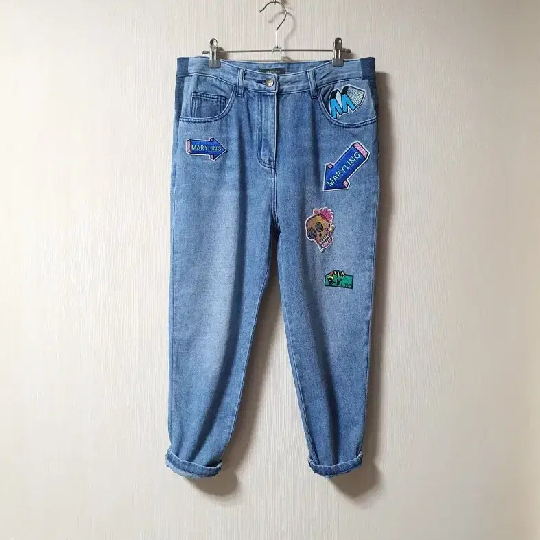 [BUNJANG] MARYLING 배기 데님 팬츠 / MARYLING 메릴링 패치 디테일 배기 데님 팬츠 40 사이즈 정품