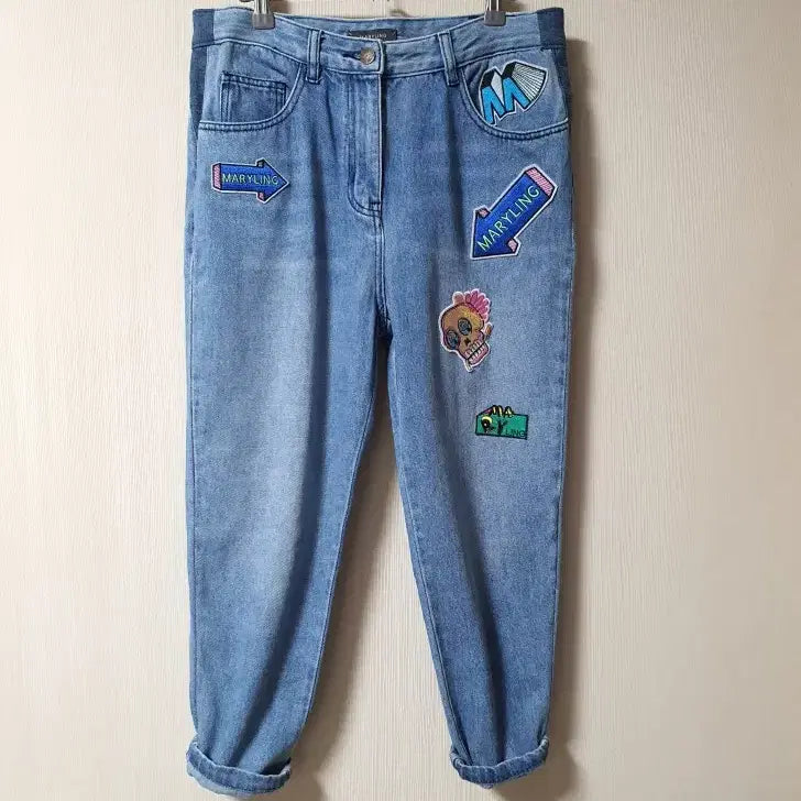 [BUNJANG] MARYLING 배기 데님 팬츠 / MARYLING 메릴링 패치 디테일 배기 데님 팬츠 40 사이즈 정품