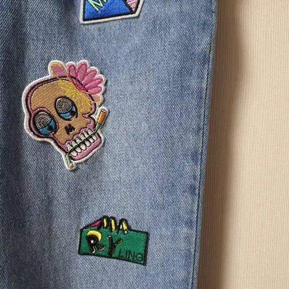 [BUNJANG] MARYLING 배기 데님 팬츠 / MARYLING 메릴링 패치 디테일 배기 데님 팬츠 40 사이즈 정품