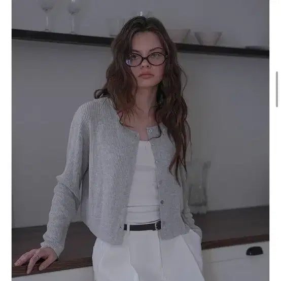 [BUNJANG] DeHebe Basic Linen Cardigan Gray / 드헤베 베이직 리넨 가디건 그레이