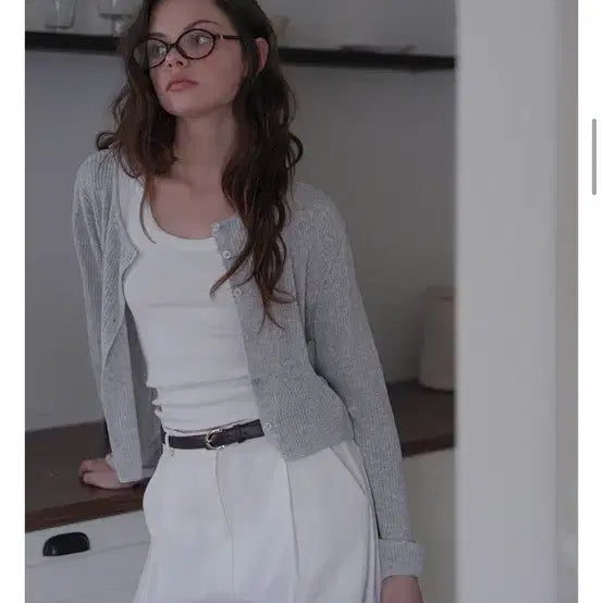 [BUNJANG] DeHebe Basic Linen Cardigan Gray / 드헤베 베이직 리넨 가디건 그레이