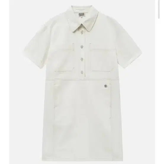 [BUNJANG] Marithe Stitch Point Pocket Denim Dress Ecru S / 마리떼  스티치 포인트 포켓 데님 원피스 에크루 s