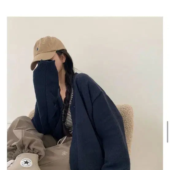 [BUNJANG] Vaydelee Solid Oversized Boucle Cardigan / 베이델리 솔리드 오버핏 부클 가디건