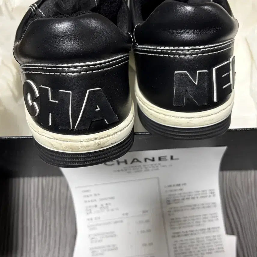 [BUNJANG] Chanel Back Logo Black Leather Sneakers / [36.5] 샤넬 백로고 블랙 레더 스니커즈 백화점 풀셋