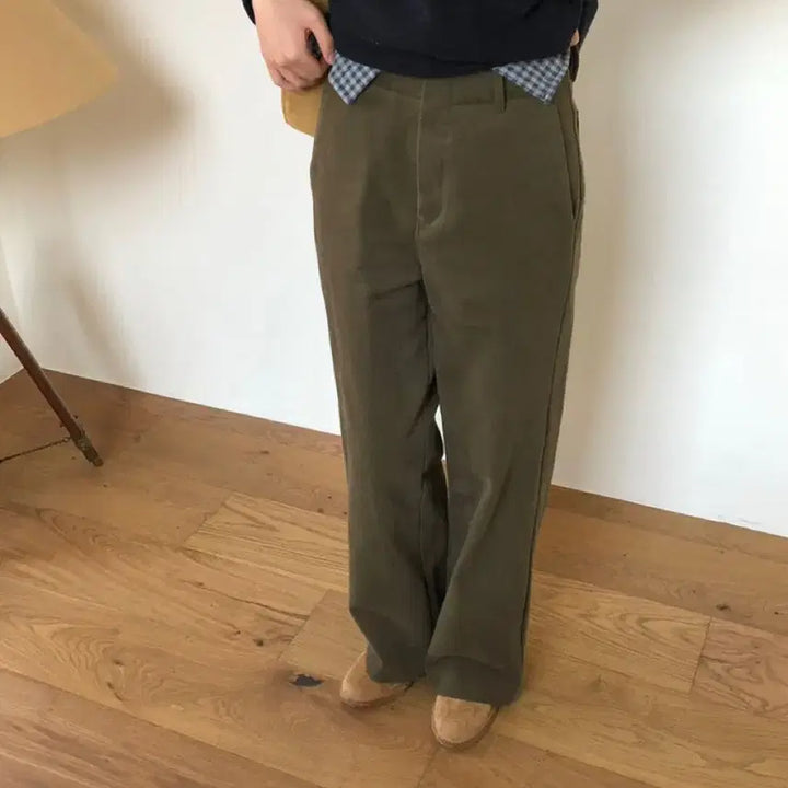 [BUNJANG] Peach Fleece Pants (Khaki, M) / 피치 기모 팬츠(카키, M)