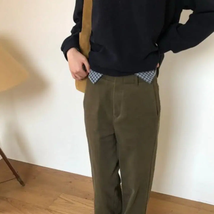 [BUNJANG] Peach Fleece Pants (Khaki, M) / 피치 기모 팬츠(카키, M)