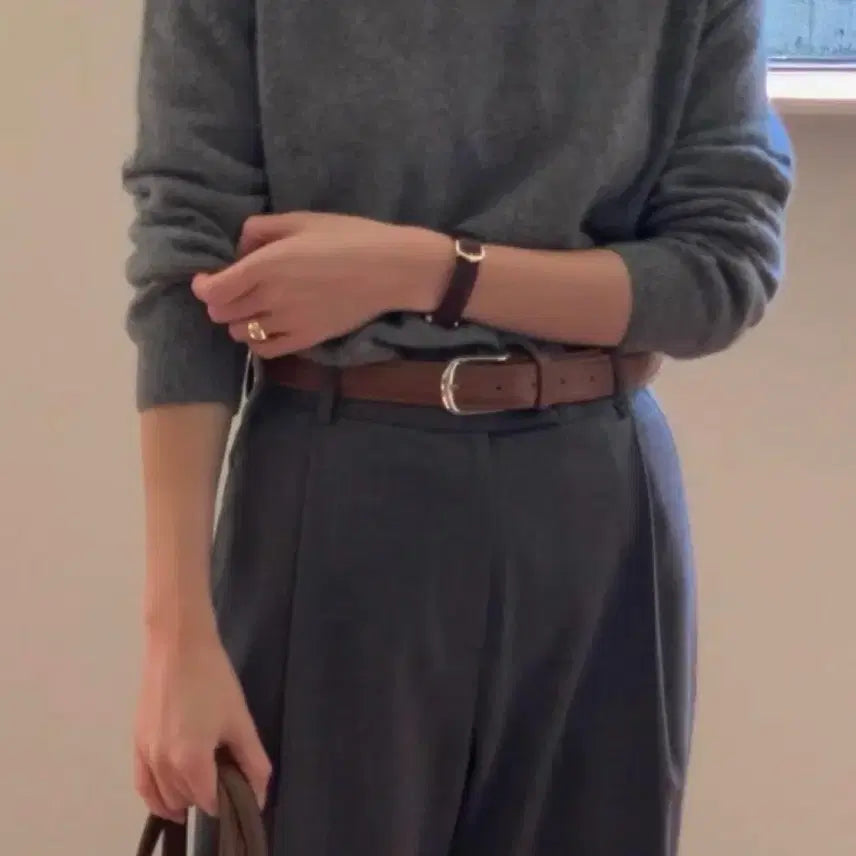 [BUNJANG] Stitch Brown Belt / 스티치 벨트(브라운)