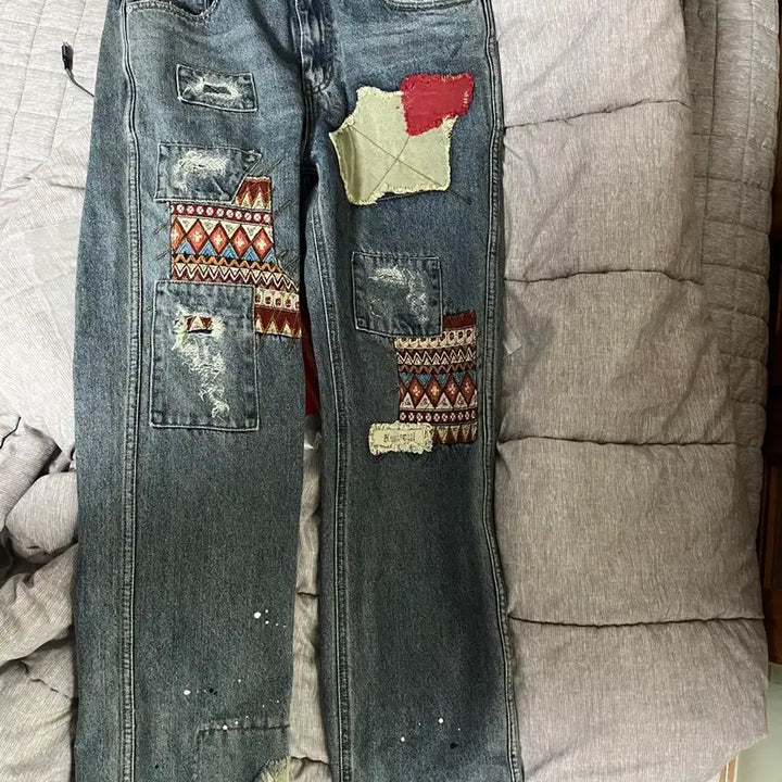 [BUNJANG] KUSSNERF Patch Jeans Size 1 / 쿠스너프 패치진 1사이즈