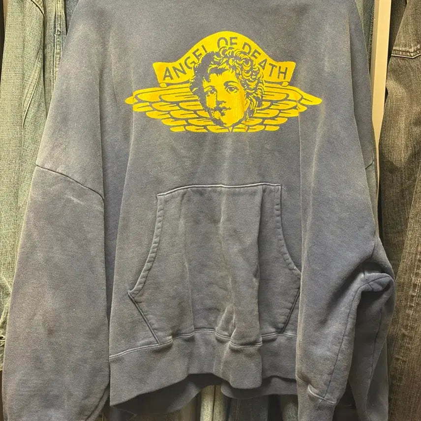 [BUNJANG] Saint Michael Angel Sweat Hoodie Navy / 세인트미카엘 엔젤 스웻 후드네이비