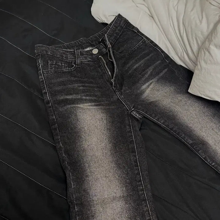 [BUNJANG] Avely Bootcut Jeans Short - Black / (급처)에이블리 골반뽕 부츠컷 숏s 블랙 데님청바지