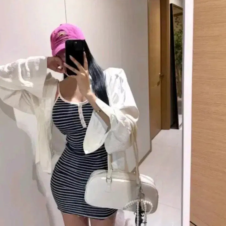 [BUNJANG] Kozcat Striped Mini Tank Dress / 코즈캣 단가라 미니 나시 원피스