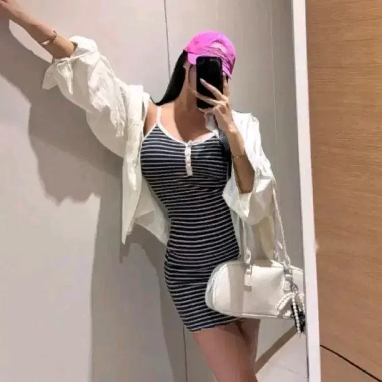 [BUNJANG] Kozcat Striped Mini Tank Dress / 코즈캣 단가라 미니 나시 원피스