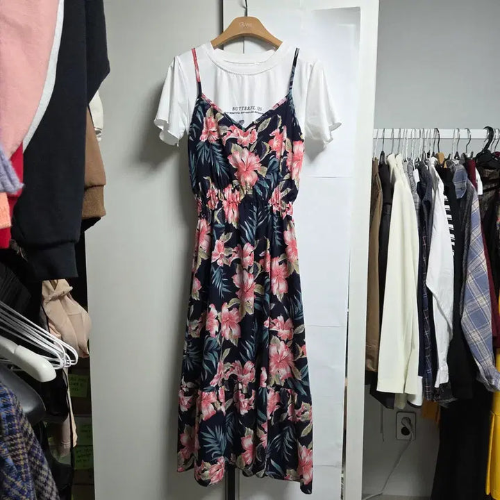 [BUNJANG] Navy Bustier Dress &amp; Short Sleeve Set / [코디set!!] 네이비 뷔스티에 원피스+반팔