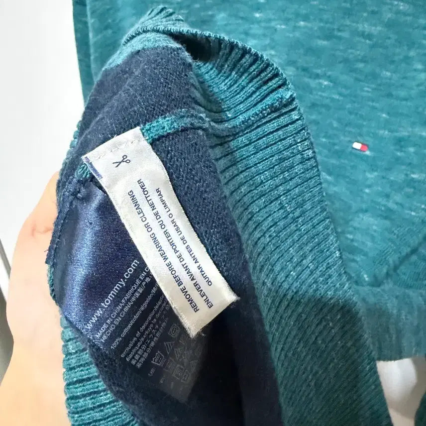 [BUNJANG] Tommy Hilfiger Men's Knit Sweater / 타미힐피거 정품 남성 니트 L 청록색