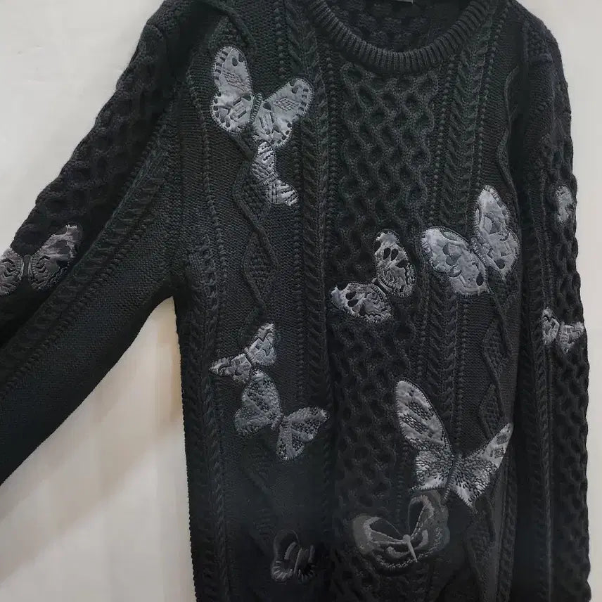 [BUNJANG] Valentino Butterfly Patch Cable Knit Sweater / (정품)발렌티노 나비 패치 남성 케이블 니트