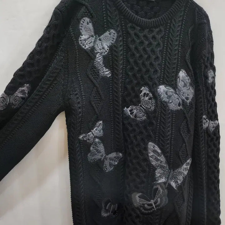 [BUNJANG] Valentino Butterfly Patch Cable Knit Sweater / (정품)발렌티노 나비 패치 남성 케이블 니트